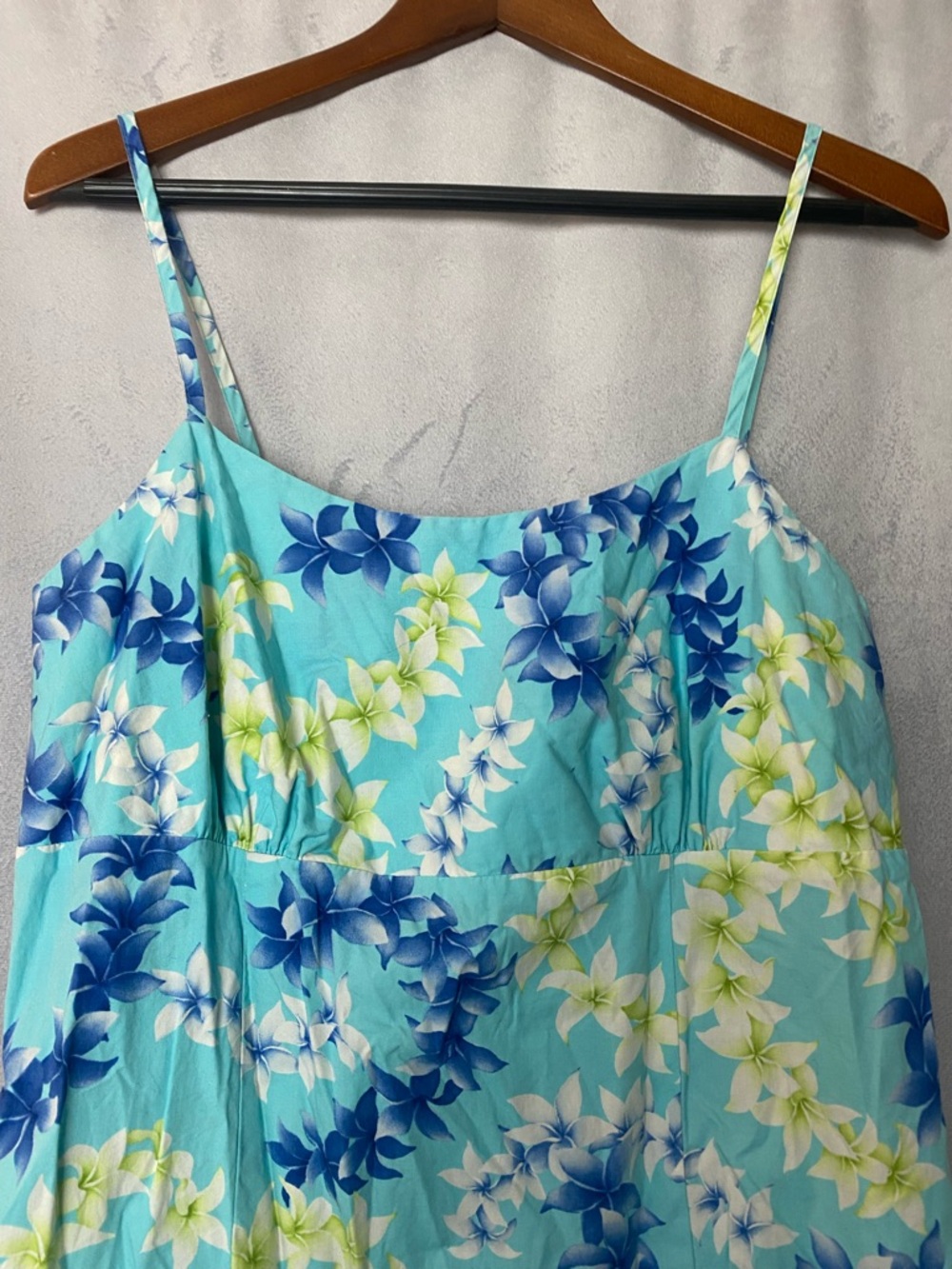 Hawaiian Light Blue Floral Spaghetti Strap Sundress Romantic Summer Beach L - Picture 2 of 6